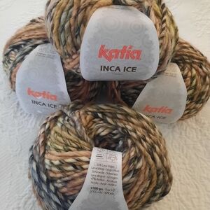 Lot of 4 KATIA Wool INCA ICE 100g Super BULKY Tweed Effect